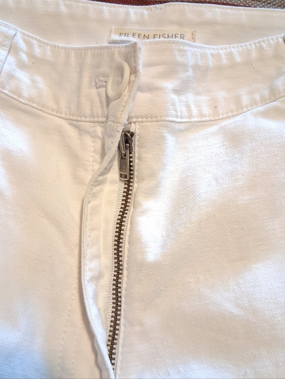 Eileen Fisher White Organic Cotton Blend Pant Classic Tapered High Rise Sz4 - Picture 14 of 16